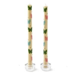 Brand New Mackenzie-Childs Butterfly Pastel Dinner Candles, Set of 2